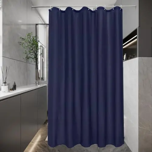 EurCross Duschvorhang 120 x 200 cm - Blau, wasserdicht, waschbar, mit 8 Ringen