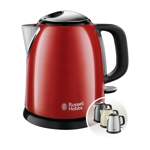 Russell Hobbs Wasserkocher Colours+ Edelstahl Rot 1l - Teekocher 2400W mit Schnellkochfunktion