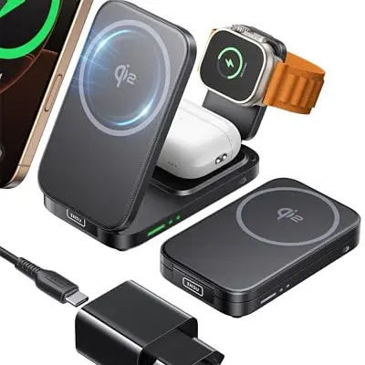INIU 3-in-1 Magnetische Qi2 Wireless Ladestation für iPhone, Apple Watch und AirPods