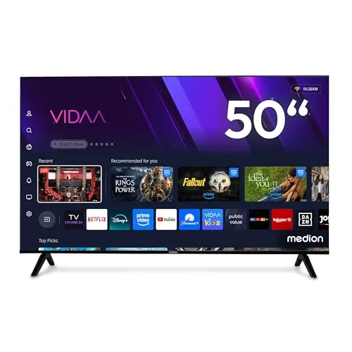 MEDION 125,7cm (50 Zoll) Ultra HD Fernseher (Smart-TV, Dolby Vision HDR, HBO Max, MagentaTV, Prime Video, Disney+, DAZN, Paramount+, Dolby Atmos, VIDAA Store, HbbTV, PVR, Bluetooth, MD 850301)
