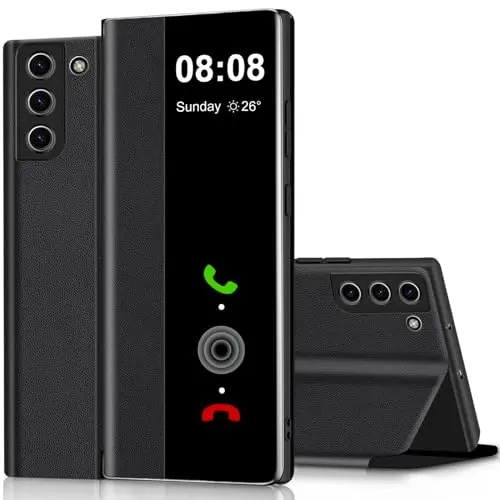 Handyhülle für Samsung Galaxy S23 5G - Clear View Klapphülle mit Standfunktion