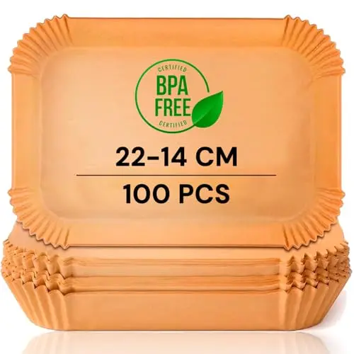 Edihome Backpapier für Heißluftfritteuse, 100 Stück, rechteckig, BPA-frei, Einweg
