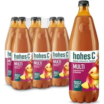 hohes C Multivitamin 6x1l 100% Fruchtsaft Apfel Orange Ananas Maracuja Mango mit 9 Vitaminen vegan