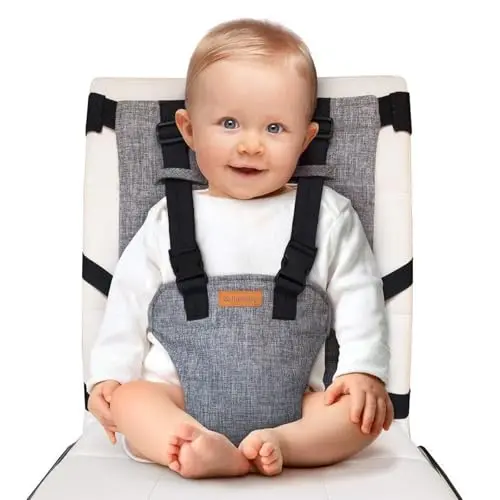 Tragbare Sitzerhöhung für Baby, klappbarer Hochstuhl mit Sicherheitsgurt, ideal für Reisen und Camping