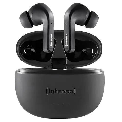 Intenso Black Buds TWS True Wireless Kopfhörer mit Active Noise Cancelling, 35 Std. Wiedergabe, klein