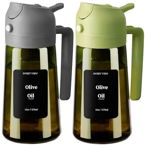SWEET VIEW Olivenölspender - 470 ml Glas, lichtdicht für Küche, Kochen und Grillen
