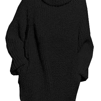 Pink Queen Oversize Strickpullover Kleid mit Rollkragen und langen Ärmeln in Schwarz