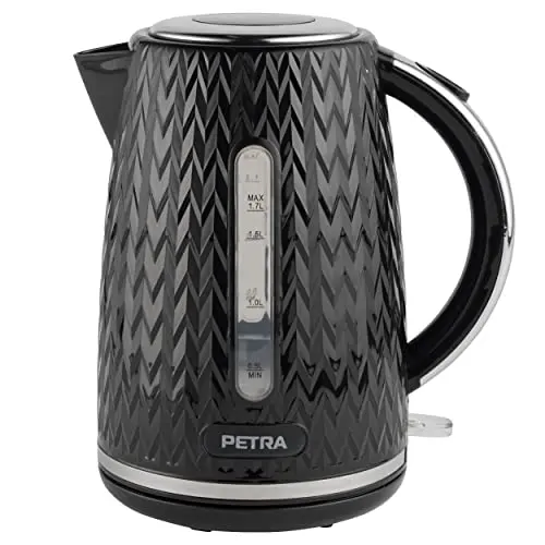 Petra PT3864BLKVDEEU10 Chevron Elektrischer Wasserkocher - BPA-frei, 1,7 l, 2200 W