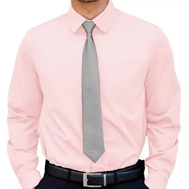 COOFANDY Business Hemd Herren Regular Fit Langarm Oberhemd Unifarben Pink XXL