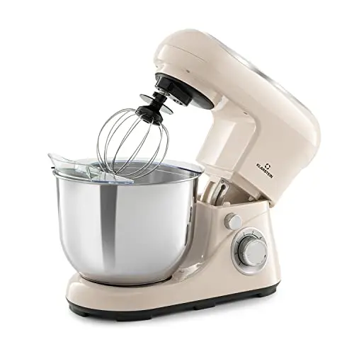 Klarstein Knetmaschine 1300W – Küchenmaschine für Brotteig mit 5L Schüssel, 6 Stufen, Rühr- und Knethaken