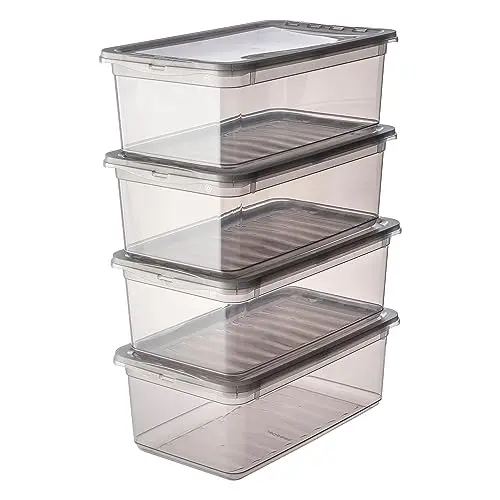 keeeper 4-teiliges Set Aufbewahrungsboxen, 5,6 l, Transparent (Crystal Grey)