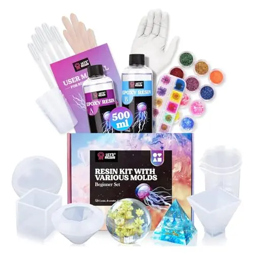 LET'S RESIN Epoxidharz Set für Anfänger, 500ml Gießset mit Formen und Zubehör
