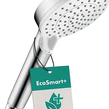 hansgrohe Crometta Duschkopf - wassersparend, 6 l/min, Handbrause mit 2 Strahlarten, rund, Weiß/Chrom