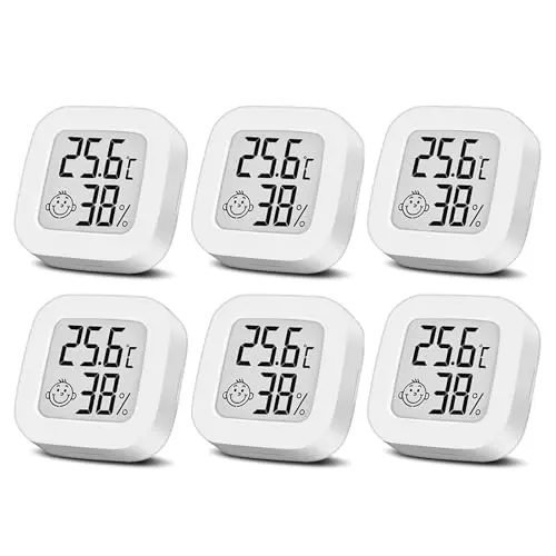 Digitales Hygrometer und Thermometer für Innenräume – 6 Stück, kompakt, ideal für Babys, Senioren, Arbeitszimmer, Wohnzimmer