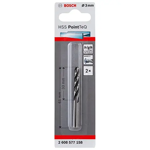 Bosch Professional 2 HSS Spiralbohrer PointTeQ für Metall, 3mm