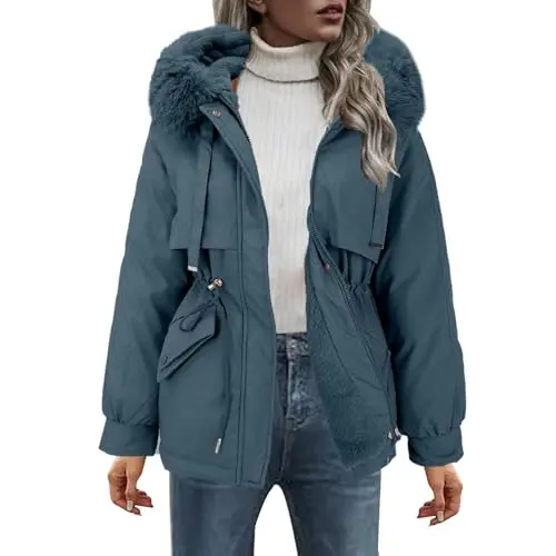 Damen-Winterjacke, wendbar, mittellang und warm