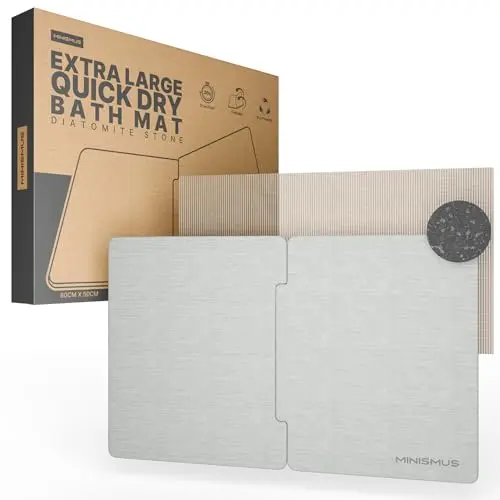 Minismus Badematte Stein 80 x 50 cm - Schnelltrocknende Diatomite Stone Bath Mat in Hellgrau