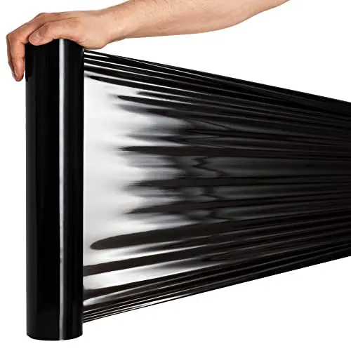 RAGO® Hand Stretchfolie Schwarz für Möbel, 130m Länge, Verpackungsmaterial, 1 Stück