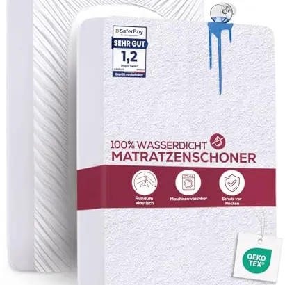 Utopia Bedding Matratzenschoner 180x200 cm Wasserdicht & Atmungsaktiv, Oeko-TEX Zertifiziert, Elastischer Matratzenschutz, Weiß