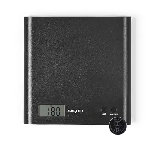 Salter Digitale Küchenwaage 3kg, Slim Design, Schwarz mit Tara-Funktion