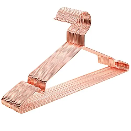 SONGMICS Roségold Kleiderbügel aus Metall, 20 Stück, 42 cm, rostbeständig, stilvoll
