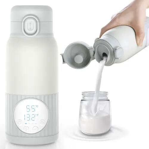 APZOKI Tragbarer Flaschenwärmer für Baby, Akku 380ml, Schnellaufheizung, temperaturregelung, lange Laufzeit, USB-C, auslaufsicher, Geschenk