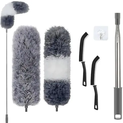 6er Set Teleskop Staubwedel aus Mikrofaser, verstellbar bis 254cm, für hohe Decken und Ventilatoren