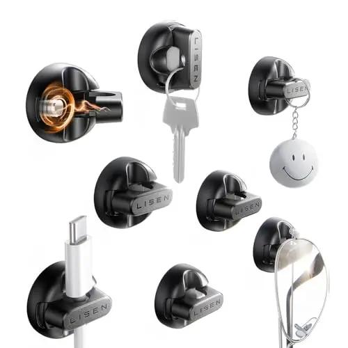 LISEN Kabelhalter 8 Stück, Magnetisch & Selbstklebend, Kabelclips mit 4 Klebepads, Kabel Organizer für Schreibtisch & Nachttisch