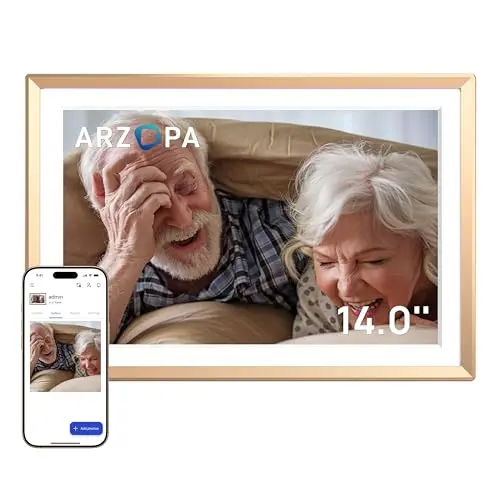 ARZOPA 14 Zoll Digitaler Bilderrahmen mit Cloud Storage - FHD Touchscreen, Ideal als Familiengeschenk