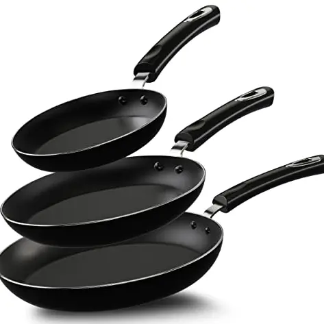 KICHLY Antihaft-Bratpfannenset, 3-teilig, 20cm, 24cm, 28cm, schwarz