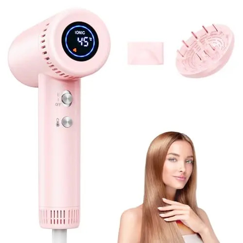 Ionen Föhn mit Diffusor - Hochgeschwindigkeits Haartrockner für Locken, schnelles Trocknen, 9 Temperatur-Stufen, ideal für Zuhause und Reisen