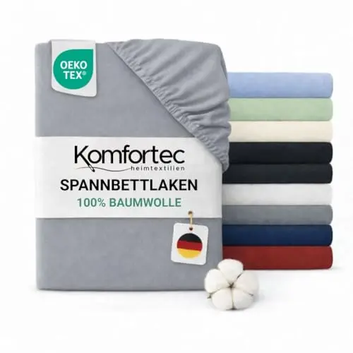 Komfortec Spannbettlaken Jersey 140x200 cm – Weich, Atmungsaktiv & Hautfreundlich – Grau