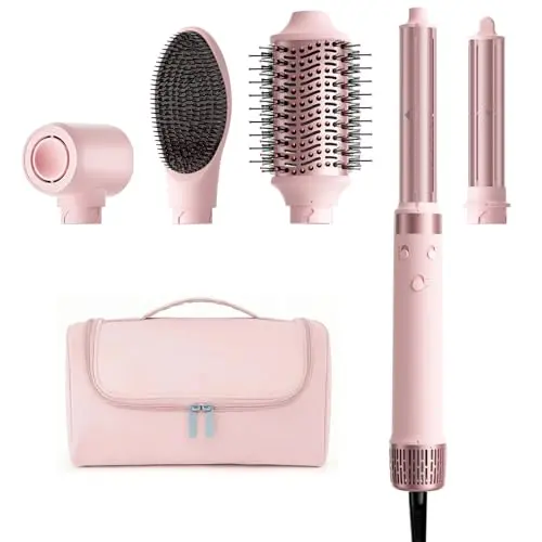 MESCOMB 5 in 1 Haar Styler Set – Föhn, Lockenstab, Airstyler, Schnelltrocknend, für voluminöse Styles, inklusive Reisetasche