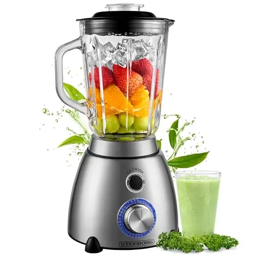 Standmixer 1,5 Liter mit Edelstahlmesser und Pulsfunktion – Smoothie Maker 600 Watt