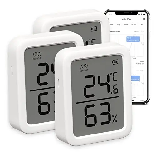 SwitchBot Innen Thermometer Hygrometer 3er Set - Bluetooth Raumthermometer für Zuhause und Baby, 68-Tage Datenspeicherung