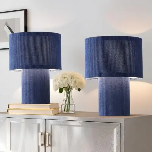 EOEYYOYB Nachttischlampe 2er Set, Moderne Vintage Tischlampe für Wohnzimmer, Schlafzimmer und Büro
