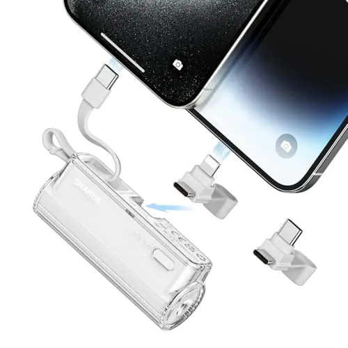 SHARGE Flow Mini Power Bank 5000 mAh Tragbare Powerbank für iPhone und AirPods - Weiß