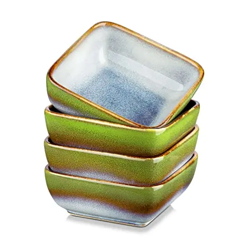 vancasso STERN 4-teiliges Dipschälchen-Set aus Steinzeug, quadratische Snack- und Dessertschalen