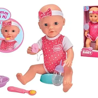 Simba New Born Baby Hungry Vollvinylpuppe, 38cm, mit magischem Löffel, Sound & Trinkfunktion, ab 2 Jahren