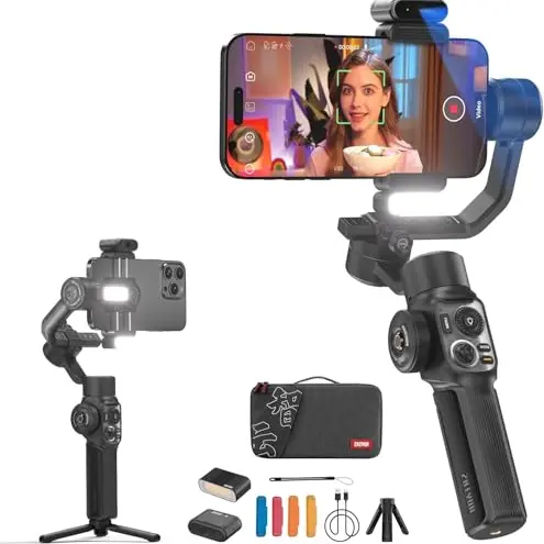 ZHIYUN Smooth-5S AI Pro - Smartphone Gimbal mit Stativ und AI Tracker für Vlog, YouTube und TikTok