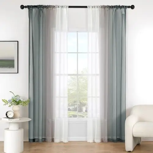 MIULEE 2er Set graue Voile Vorhänge 140x280cm mit Kräuselband, lichtdurchlässige Schiebevorhänge für Schlafzimmer & Wohnzimmer