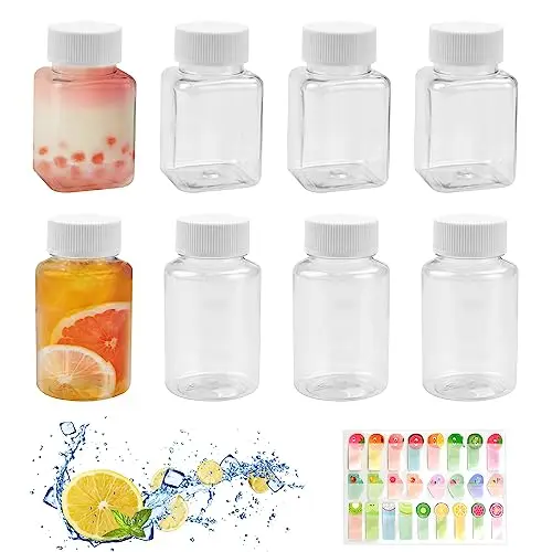 LIMITADA 8 Stück 100ml Nachfüllbare Plastikflaschen mit Schraubdeckel für Milch, Saft und Wasser