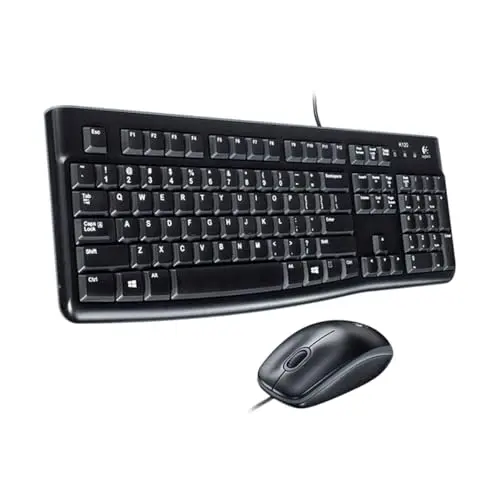 Logitech MK120 Kabelgebundenes Tastatur- und Maus-Set, Schwarz, QWERTY-Layout