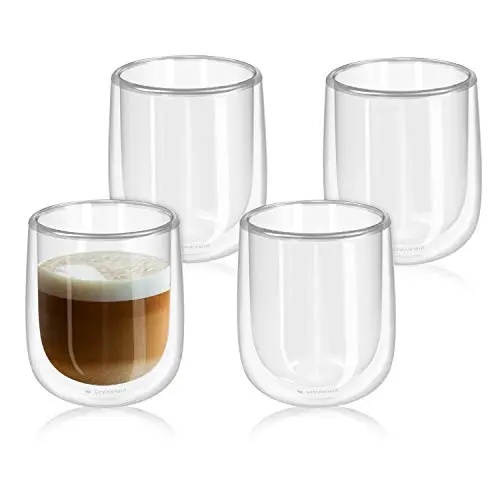 Navaris 4er Set doppelwandige Thermogläser 350ml - Ideal für Cappuccino, Latte und Cocktails