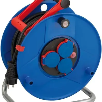BRENNENSTUHL 50m Kabeltrommel IP44 mit 3 Steckdosen, Multicolor, 230 V