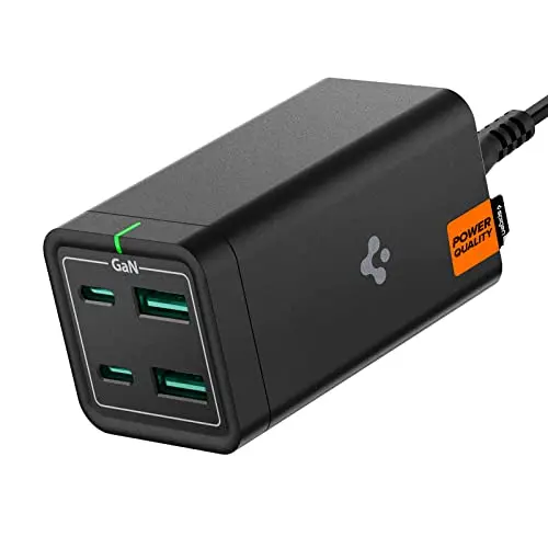 Spigen 65W GaN USB-C Ladegerät mit 4 Ports – Schnelladegerät für MacBook, iPad, iPhone und Laptops