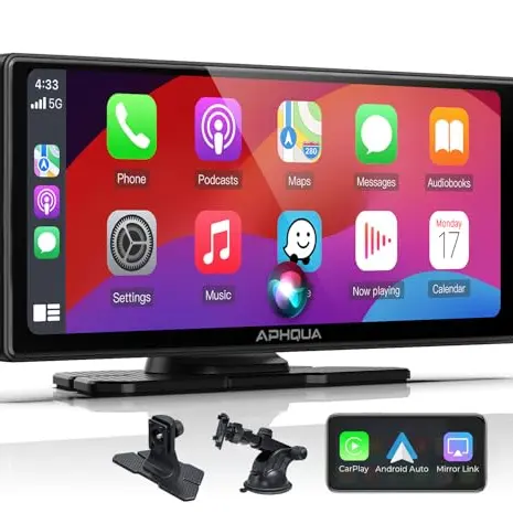 APHQUA 2025 10.26" Apple Carplay & Android Auto Display – Tragbares IPS Touchscreen mit GPS Navigation und Bluetooth