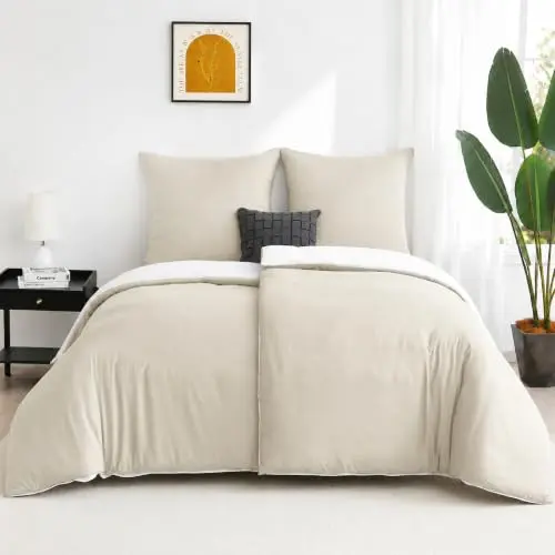 Viviland Bettwäsche 135x200cm 4-teilig, Mikrofaser, Reißverschluss, Beige