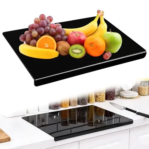 VGECEE Acryl Schneidebrett 40×28 cm, rutschfest und BPA-frei, schwarz für die Küche