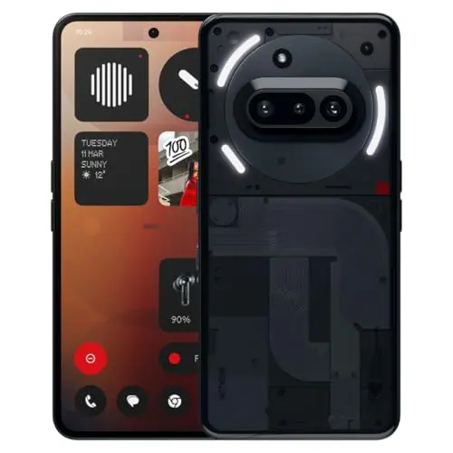 Nothing Phone (3a) 128 GB Smartphone mit 6,77 Zoll FHD+ AMOLED, 50 MP Kamera, 8 GB RAM und langer Akkulaufzeit - Schwarz